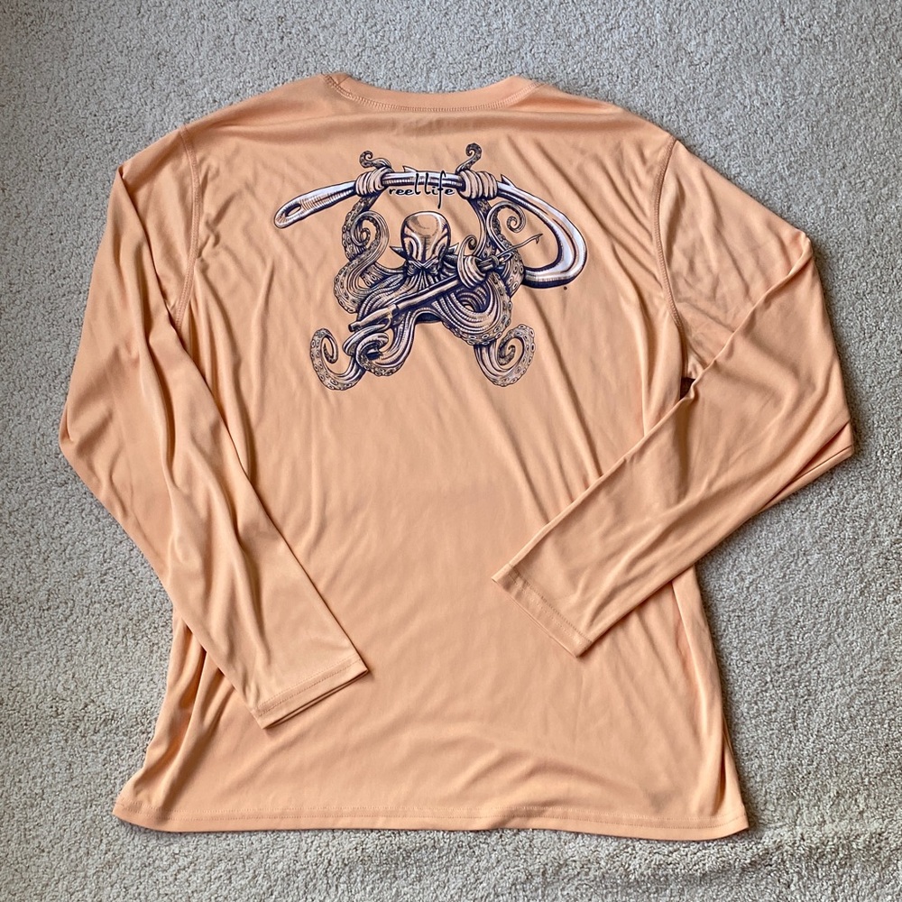 Peach Long Sleeve Tee with Graphic Design